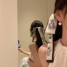 1pc New Chinese Style Bow Hair Accessory With Ribbon Hair Tie, French Vintage Floral Hair Rope Hair Tie For Women - Multicolor - View 1