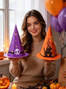 20/10pcs Halloween Wizard Hat Cone-Shaped Paper Gift Box Set, Halloween Party Guest Gift Box, Halloween Table Center Decoration, Halloween Storage Souvenir Gift, Halloween Thank You Packaging Box, Halloween-Themed Afternoon Tea Packaging Box - Multicolor - View 2
