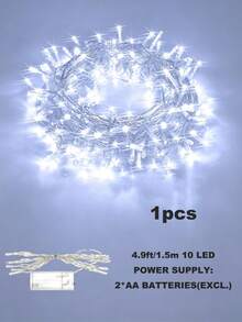 10/20/40/80 LED 白色串燈，恆亮與閃爍燈光，浪漫氛圍情人節裝飾燈，便攜式室內外通用，音樂節燈飾，婚禮裝飾燈，日常臥室或庭院裝飾燈 - 白色 - 查看 14