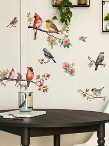 Spring Flowers, Birds, And Tree Branch Wall Stickers. Peach Blossoms, Peonies, And Swallows Segmented Self-Adhesive Waterproof Stickers. Wall Decorations For Living Rooms, Bedrooms, And Entryways. Forest-Style Wall Makeover Soft Stickers. - Wall Stickers - View 11