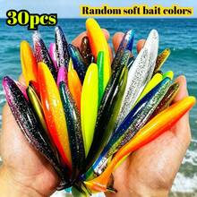 30pcs Two-Tone T-Tail Fishing Lures, Grub Soft Baits, Assorted Colors, Artificial Swimbaits, Fishing Lures - Multicolor - View 8