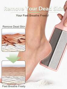 1pc Professional Foot Care Pedicure File, Stainless Steel Foot Rasp, For Removing Hard Skin And Calluses, Foot Scrubber, Dry And Wet Use - Multicolor - View 3