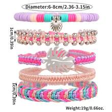 5pcs Set Fashionable Ocean-Inspired Metal Leaf, Seashell & Beaded Adjustable Handmade Woven Bracelet, Suitable For Women's Daily, Vacation, Beach Outfit - Multicolor - View 6