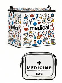 Clothing And Medicine Storage Box With Transparent Storage Bag, Creative TNT Fun Storage Box, Foldable Large Capacity Home Clothes Storage Organizer With Lid, Zipper Storage Box, Quick-Pull Foldable Bag, Blanket Organizer Bag, Bathroom Storage Box, Home Gift, Guest Room Storage, Wardrobe Organizer Box, Home Essential, Moving Must-Have, Dorm Storage, Back To School Gift, Perfect Gift,Bedroom Room Decor,Back To School - Multicolor - View 16