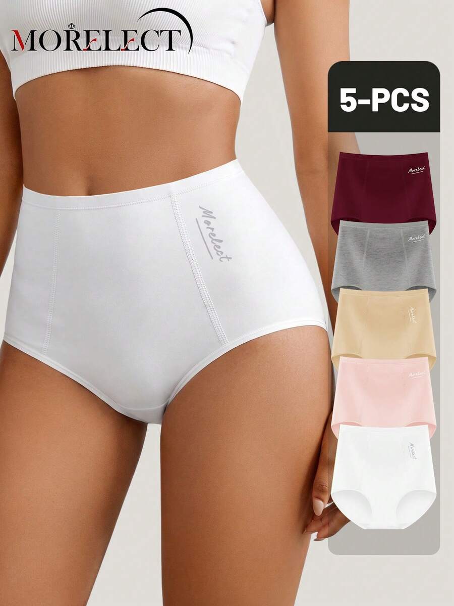 Morelect 5pcs Seamless High Waist Butt Lifting Panties, High Elasticity Comfortable Breathable Women's Underwear