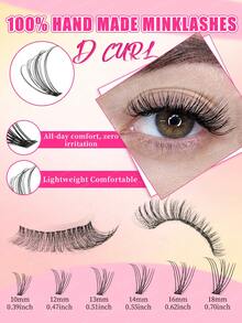 340/380/400pcs Mixed High-Density Eyelashes, DIY Natural Slim Eyelash Clusters, Easy To Wear, Reusable Single Eyelashes, Beautiful Eyelashes, Enlarged Eyes, Including Glue, Tweezers, Brushes, Suitable For Beginners, Back To School Season Eyelashes - Multicolor - View 5