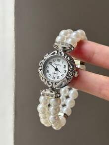 1 buah Jam Tangan Quartz Persegi dengan Sambungan Bambu Emas/Perak, Sempurna untuk Pemakaian Sehari-hari, Juga Hadiah Ideal untuk Ulang Tahun dan Natal - Putih - View 6