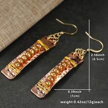Gmzalx Bông tai đồng cong phong cách nghệ nhân với bề mặt vân nhám và thiết kế xoắn, trang sức thời trang phong cách Bohemian độc đáo - Hai màu - Xem 7