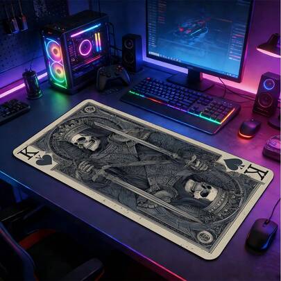 1 buah Alas Mouse Kartu As Sekop Motif Tengkorak, Alas Mouse Kantor Besar Motif Vintage Gelap - Alas Mouse Motif Kartu Poker Vintage yang Diperpanjang, Dengan Alas Karet Anti Selip untuk Laptop dan Keyboard, Alas Mouse Bahan Kain Lembut yang Dijahit, Cocok untuk Kantor Rumah, Bermain Game, Hadiah untuk Teman, dan Lainnya