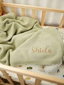 All-Season Personalized Embroidered Soft Skin-Friendly Blanket, Knitted Throw Gift, Office Nap Blanket For Commuters, Home And Office Dual-Use, Sofa Blanket, Versatile Bed Cover, Pure Cotton Breathable Comfort Blanket, Indoor/Outdoor Use, Handmade With Love, Customizable Text Options, Portable | Fashionable | Soft Texture, Nap Blanket, Sofa Throw, Customized Family Blanket, Machine Washable (Name/Initial/Text), Multiple Colors - Multicolor - View 7