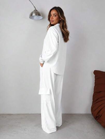 Conjunto Feminino em Veludo Cotelê Calça Cargo Casual Elegante