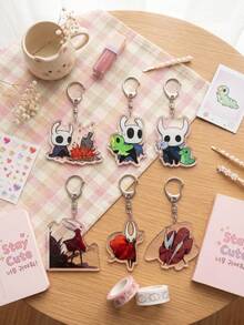 1pc/6Pcs Hollow Knight Game Acrylic Keychain, Cartoon Character For Backpack. Lovely Decoration For Fans,Anime Lovers, And Friend Swap Trinkets. - Multicolor - View 3
