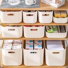 1 Peça Caixa de Armazenamento de Mesa, Organizador de Dormitório de Estudante, Cesta de Armazenamento Doméstico, Organizador de Cosméticos, Caixa de Armazenamento de Lanches - Branco - Visão 5