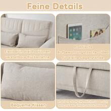[Sofa Bed With Sleeping Function] Two-Seater Fold-Out Sofa, Extendable Design, Simple And Modern, Contemporary Style, Three-Position Adjustable Backrest, Breathable Cotton-Linen Fabric - 米色 - 查看 11