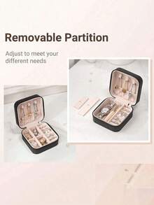 1pc Mini Jewelry Storage Box, Display Box, Travel Zipper Box, Simple Portable Home Decor Gift For Women, Suitable For Organizing Earrings, Necklaces, Rings And Other Jewelry, Compact And Portable, Ideal Gift For Valentine's Day, Christmas, Halloween And New Year - Jewelry Box - View 4