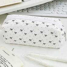1pc Cute Polka Dot Shell Large Capacity Student Pencil Case - Cream White, Suitable For Classroom, Travel, Multi-Compartment Storage Bag, Polka Dot Pattern, Can Store Stationery Supplies - Pencil Case - View 8