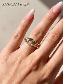 1pc S925 Sterling Silver Horn-Shaped Ring, Women's Eternity Ring, Exquisite Jewelry Gift For Daily Outfit Matching - Gold - View 3
