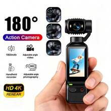 4K Ultra HD Video Capture Pocket Camera - 1800mAh Battery, 180° Rotating 1.97-Inch Display, Webcam Function, USB-C Charging, Includes 32G Storage Card, Compact Mini Audio-Visual Camera, Suitable For Outdoor Activities, Cycling, Travel - View 3