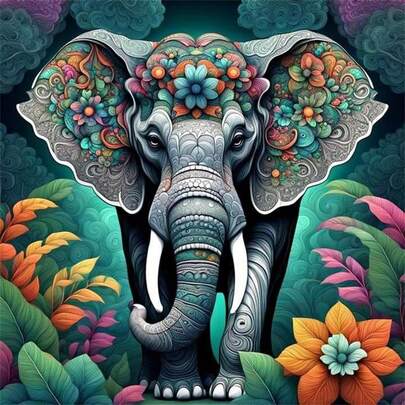 1PC | 5D DIY Diamond Painting | Colorful Elephant Pattern Diamond Painting Kit, Round Full Drill Mosaic Craft Set, High Definition Art Diamond Painting, Focus And Relax Through DIY, Suitable For Living Room, Bedroom, Office Wall Decoration, Surprise Holiday Home Decor Gift For Family And Friends, Unframed