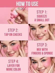 MISSLYN 1 Buah Juicy Cheeks Gel Blush, Pigmen Tinggi, Warna yang Dapat Dibangun, Formula Halus dan Mudah Dibaurkan, Tekstur Krim Tidak Berminyak dan Bernapas, Palet Perona Pipi Wajah, Sehari-hari/Pesta/Y2K, Glamor Lembut/Pipi Merah Muda/Kilau Alami, Bedak Perona Pipi, Riasan Halloween - #3 - View 6