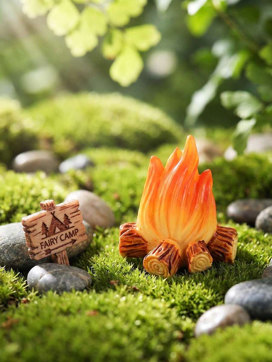 6/4/2/1pc Realistic Resin Campfire Model, Mini Campfire Flame Decor, Flame Statue, Simulated Fire Pit, Flame Model, Handmade Faux Fire, Simulated Decoration, Miniature Campfire Fireplace - Realistic Resin Mini Fire Pit, Suitable For Home Decor, Room Decor, Desktop Decor, Garden Decor, Camping, Holiday Party, Bonfire Party, Autumn, Halloween Decor, Christmas Gift - Multiple Styles - View 1