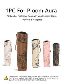 1PC For Ploom Aura New PU Leather Case, Fashionable Minimalist Personalized Cartoon Brown Bear Design With Metal Lobster Clasp - Ploom Aura/Leather Case - View 4