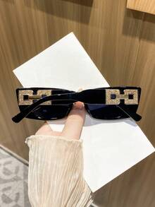 3對女款塑膠方框窄框金屬裝飾寬腿簡約休閒復古時尚眼鏡，適合日常街頭穿搭 - 彩色 - 查看 5