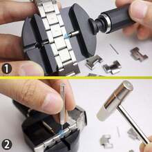 Watch Link Removal Kit 11pcs Watch Band Sizing Tool For Watch Strap Adjustment Watch Repair Tool Kit With Hammer Spring Bar - Silver - View 5