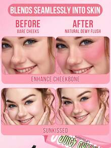 MISSLYN 1 Buah Juicy Cheeks Gel Blush, Pigmen Tinggi, Warna yang Dapat Dibangun, Formula Halus dan Mudah Dibaurkan, Tekstur Krim Tidak Berminyak dan Bernapas, Palet Perona Pipi Wajah, Sehari-hari/Pesta/Y2K, Glamor Lembut/Pipi Merah Muda/Kilau Alami, Bedak Perona Pipi, Riasan Halloween - #3 - View 5
