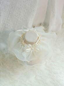 Kalung Hewan Peliharaan Jala Berwarna Putih Lembut dengan Hiasan Emas, Rantai Mutiara dengan Pita Renda, Ringan dan Bernapas, Desain Gaya Putri, Cocok untuk Kucing British Shorthair, Ragdoll, dan Anak Anjing Kecil, Sempurna untuk Ulang Tahun, Pemotretan, Kalung Dekoratif Hewan Peliharaan yang Indah - MultiWarna - View 12