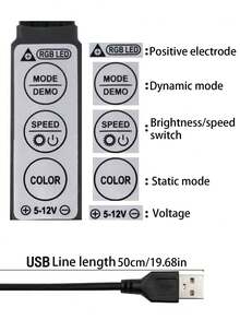 1 捲 50FT LED RGB 燈條,柔性 LED 燈條,RGB 多彩可調光,3 按鈕數據線控制,多種照明模式,亮度可調,USB 供電,自黏背膠,彩色電視背景裝飾燈,適用於房間和臥室裝飾,節日派對 - 彩色 - 查看 11