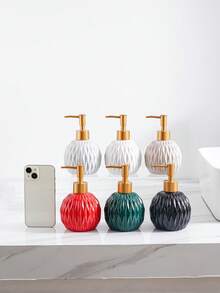 1pc Ceramic Round Bathroom & Kitchen Dispenser Bottle, Nordic Luxury High-End Spherical Rhombus Embossed Texture Minimalist American Creative Solid Color Multi-Color Shower Bottle, Hotel Restaurant Cafe Bar Bathroom Kitchen Home Decor Ornament, Shampoo Body Wash Hand Soap Detergent Lotion Dispenser Pump Bottle - Multicolor - View 8