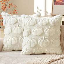 1pc/2pcs Halloween Pumpkin Embroidered Velvet Pillow Case, Suitable For Living Room Sofa, Minimalist Pumpkin Pillow Case - Multicolor - View 3