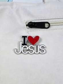I Love Jesus 心形胸針 信仰字母別針 包包與夾克飾品 禮物 - 彩色 - 查看 2