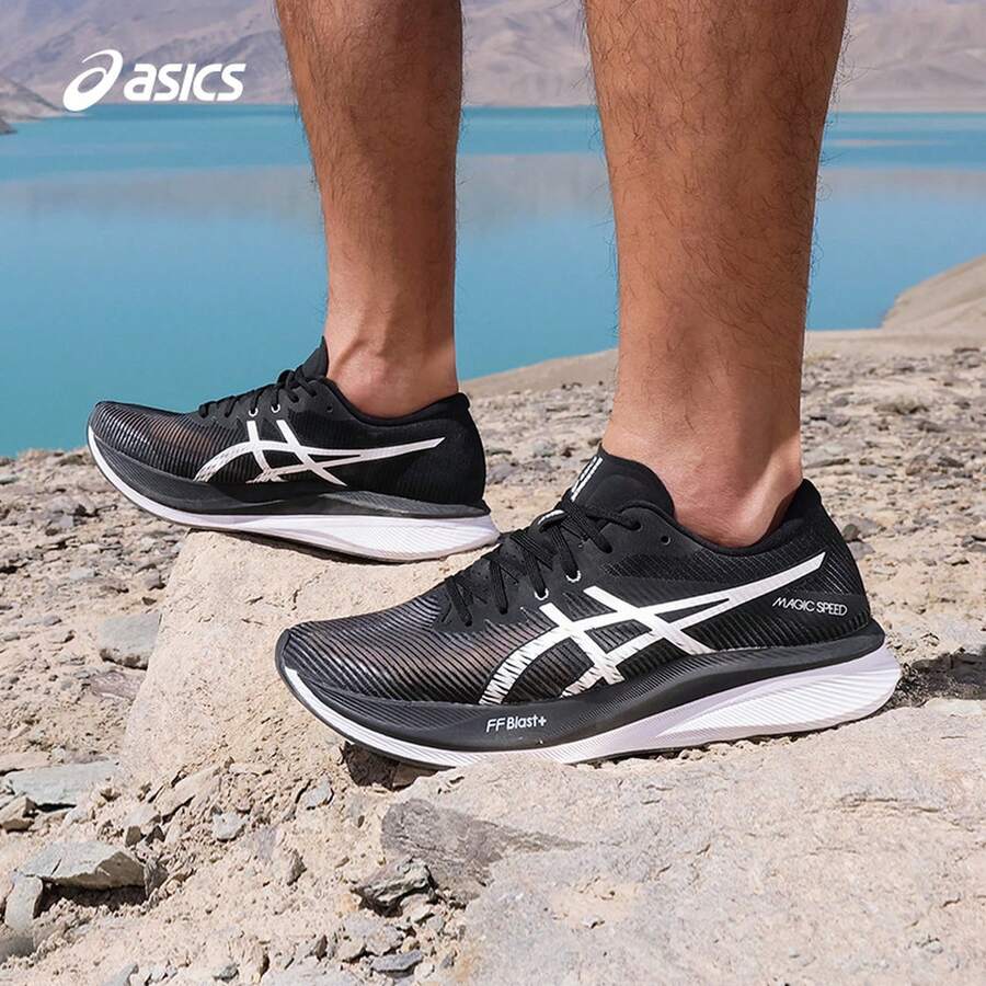 Asics Women Running Shoes - 黑色/白色 - 查看 1