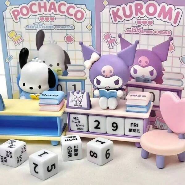 Kalender Meja Sanrio Seri Ornamen Lepas Pasang Pachamachi Kuromi Lucu Hadiah untuk Pelajar Hadiah Liburan Hadiah Ulang Tahun Dekorasi Kamar Dekorasi Kantor