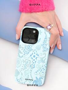 GIIPPA 1pc Light Blue Base With Light Blue Ocean Element Pattern Design, Phone 17 Pro Max Phone Case, Compatible With Phone 16 Pro Max, 15 Pro Max, 14 Pro Max, Korean-Style High-End Fashionable And Fun Phone Case, Compatible With 11/12/13/14/15/16 Pro Max Plus, Elegant Design Suitable For Men And Women, Perfect Gift For Girlfriend On Christmas, Valentine's Day, Easter, Wedding Season And Birthday! - Light Blue - View 5