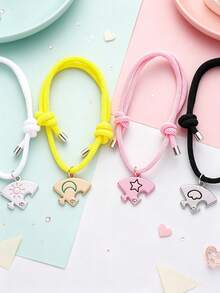 Back To School 4pcs/Set Colorful Sun Moon Star Nebula Pendant Necklace For Girls Best Friend Student Graduation Gift Suitable For Party Jewelry Friendship Necklace Gift - one-size - View 8