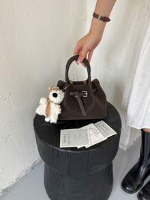 1 pieza Bolso de mano de mujer de moda, bolso de nube fruncido, estilo bolso-en-bolso, sin colgante, tela de PU de unicolor, se puede llevar como bolso de hombro o cruzado, bolso de uso diario, adecuado para mujeres jóvenes - viajes, compras, aula, citas, regalo para mujeres, oficina, trabajo, viajes - Café - Ver 6