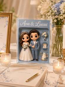 Custom 2D Portrait, Personalized Digital Portrait Art, Custom Photo To 2D Cartoon Acrylic Plaque, Wedding Souvenir, Personalized Acrylic Keepsake, Anniversary Gift, Perfect Keepsake For Special Someone, Personalized Photo Stand, Office Decor, Elegant Living, Photo Gift - Multicolor - View 8