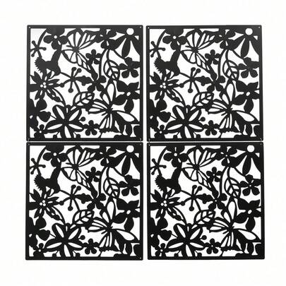 SENDERPICK 12-Piece/Set Hanging Folding Room Divider Screens Butterfly Flower Pattern Folding Privacy Room Divider Panels, DIY Home Hotel Partition Dr Black [Nice Gift For Your Family & Friend]