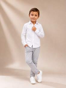 Miguelito Moda Infantil Children's Formal Clothing Page Boy Assorted Colors With Tie And Suspenders - Long Sleeve Shirt And Pants From 1 To 16 Years Old For Weddings And Grooms. - 灰色 - 查看 2