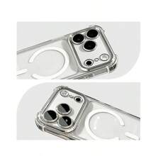 Luxury Four-Corner Anti-Drop Phone Case Compatible With IPhone 17ProMax 17Pro 17 16 15 14 13 Pro Max Supports Magnetic Wireless Charging Back Cover Protection - Silver - View 3