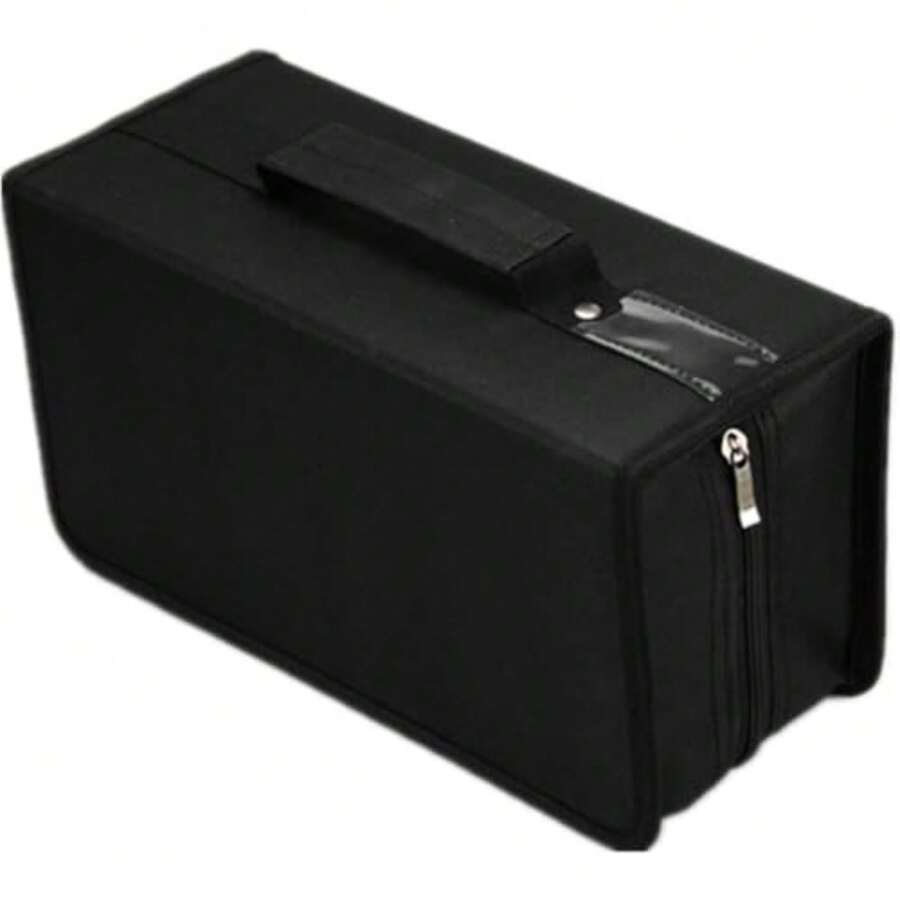 Funda organizadora para CD/DVD, funda tipo portafolios, carpeta de almacenamiento, disco de 400 capacidad 168 negro - Multicolor - Ver 1