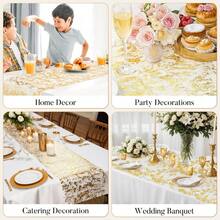 APODESS Goldener Tischläufer 28x275 cm mit 40 Olivgrünen Servietten - Glänzende Festtagsdeko-Partyzubehör-Set - Übersicht 4