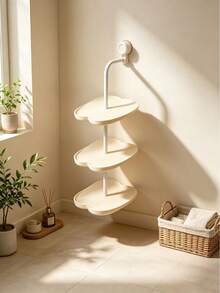 Wall-Mounted Suction Cup Shoe Rack, No-Drill Shoe Storage Rack, Multi-Layer Floating Shoe Rack, Suitable For Entryway Bathroom Balcony, Cloud-Shaped Shoe Rack, Can Hold Sneakers Slippers High Heels, No Wall Damage, Suitable For Apartment Corners, Robot Vacuum Shoe Storage - Multicolor - View 6