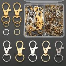135pcs/Box DIY Jewelry Making Accessories Random Mixed Colors Including 15pcs Lobster Clasps, 120pcs Jump Rings, Suitable For Handmade Woven Keychains, Bag Accessories, Strap Clips, Lobster Clasps, Bag Chain Hooks, Snap Fasteners, Round Single Rings, Dog Leash Buckles, Lobster Clasps, Jewelry Accessories Materials - Lobster Buckle & Jump Ring - View 1