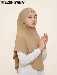M'Ezorivana 1 buah Hijab Instan Siap Pakai, Ukuran Plus Wanita, Elastis, Warna Polos, Jilbab Praktis untuk Gaun - Hijau - View 2