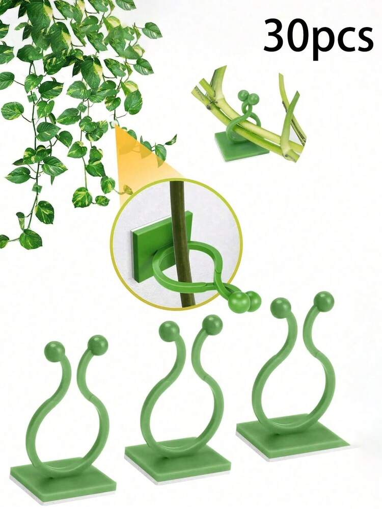 1/20/30pcs Climbing Plant Wall Clips, Green Tree Climbing Wall Tools, Vine Fixing Clips, Climbing Hooks, Green Buckle Rings, No-Trace Green Plant Fixing Devices, Self-Adhesive - Multicolor - View 12