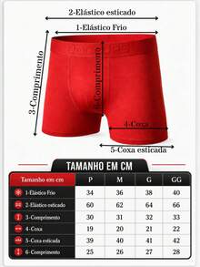 Kit com 05 Cuecas Boxer Masculinas em Poliéster de Alta Elasticidade, com Costuras Aparentes, Luxuosas e Confortáveis para Uso Diário - Multicolorido - Visão 8